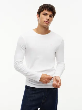 Tommy Jeans (PVH Group) - TJM ORIGINAL RIB LONGSLEEVE TEE CLASSIC WHITE - Gr. - L