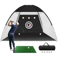 Divit Halter Golf Übungsnetz GN1 Übungskäfig mit Kunstrasenmatte schwarz