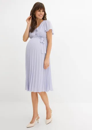 bonprix Umstandskleid aus zartem Georgette, lila, Gr.38, Elegantes Umstandskleid mit plissiertem Rock