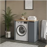Vicco Waschmaschinenumbauschrank Viktor, Anthrazit/Goldkraft Eiche, 93.6 x 88.2 cm mit Rollcontainer (1-St)