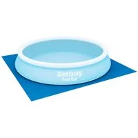 Bestway Bodenschutzplane 396 x 396 cm (Packung, 1-St., für Aufstellpools bis Ø 366 cm), blau, quadratisch