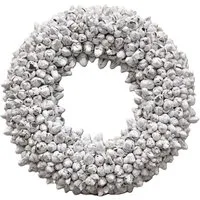 Couronne Dekokranz Kranz Deko Kokos Frucht Knospen Weiß Natur 40 cm, Natürlich