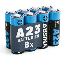 ABSINA 8x Batterie A23 für Garagentoröffner, 23A 12V Batterie Alkaline Batterie, (1 St)
