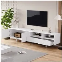 REDOM Lowboard Minimalistischer TV-Schrank mit Geometrischem Liniendesig (Fernsehtisch, 1 St., 2 Türen, 2 Schubladen, 2 offene Fächer), Viel Stauraum