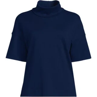 Supima Rollkragenshirt, Damen,  Grün, Baumwolle, by Lands' End