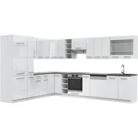 Vicco Winkelküche Fame-Line, Weiß Hochglanz/Weiß, 347 x 257 cm ohne Arbeitsplatte