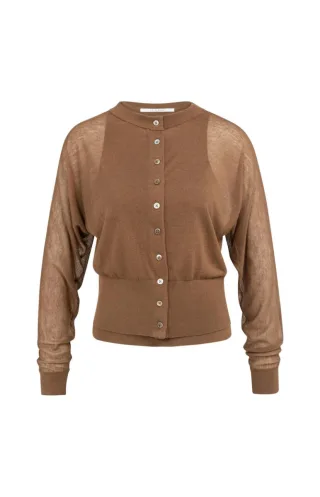 Yaya - Transparenter Cardigan braun - Gr. - XS