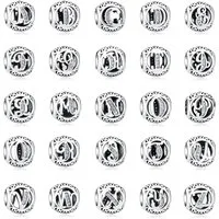 PANDACHARMS Charm Buchstabe Alphabet A-Z Kugel Buchstabe für Charm Armband, 925 Silber, Zirkonia
