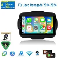 A-Sure 4+64GB 8-Core Carplay Android 15 Für Jeep Renegade 2014-2024 Navi WiFi Autoradio (Digitalradio (DAB), FM, AM, 1280*800 IPS Screen/8-Core CPU, RDS, DSP, GPS, SWC, UI Theme, Siri, Mirrorlink, Google play, Netflix, Youtube, Calendar, TikTok)