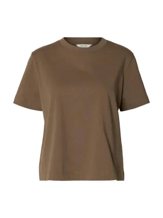 selected women - SLWESSENTIAL SS BOXY TEE NOOS Chocolate Chip - Gr. - M