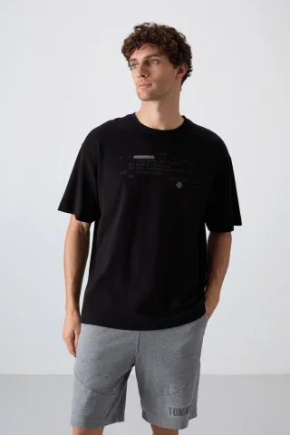 Übergröße Bedrucktes Rundhals-T-Shirt