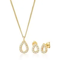 Elli Schmuckset Tropfen Zirkonia Elegant 925 Silber, Tropfen