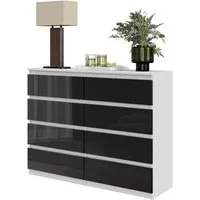 Furnica Kommode GABRIEL 8 Schubladen-Weiß Matt H92cm B120cm T33cm