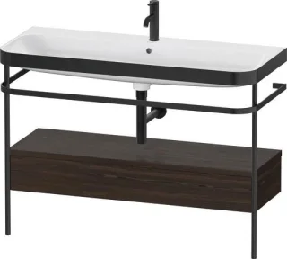 Duravit Happy D.2 Plus c-bonded Set mit Metallkonsole und Schubkasten Nussbaum gebürstet Matt 1175x4 HP4744O69690000