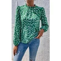 FS Collection Langarmbluse Damen Bluse hochgeschlossenes Oberteil mit Rüschendetail & Blumendruck (XS (UK 8 / EU 36) S (UK 10 / EU 38) M (UK 12 / EU 40) L (UK 14 / EU 42) XL (UK 16 / EU 44, 7 Farben) Leicht, Glatt, Formbeständig und angenehm zu trage