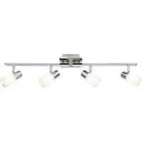 Brilliant LED Deckenstrahler LEA, LED wechselbar, LED Spotrohr 4flg eisen7chrom/weiß, E14 max. 4W, schwenkbar, silber