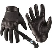 Mil-Tec Lederhandschuhe Security Schnittschutz Handschuhe mit Knöchelschutz schwarz Schnitthemmend