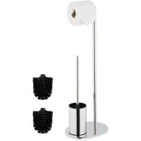 relaxdays WC-Garnitur aus Metall, Badezimmer, Gäste-WC, (1-tlg), silber