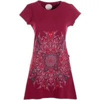 Vishes Minikleid Kurzarm Tunika Minikleid Damen Besticktes Mandala Baumwolle Alternative Mode, Boho, Hippie, Ethno, Festival