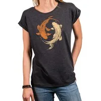 MAKAYA Yogashirt Damen Yin Yang Meditation Relax Shirt Hippie Outfit GYM Top (Schwarz, Blau, Grau, 34, 36, 38, 40, 42, 44, 46, 48, 50) Baumwolle