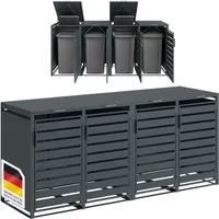 STEELSØN Mülltonnenbox Kestra 240L aus verzinktem Stahl (Anthrazit, verfügbar mit 1, 2, 3, 4, oder 5 Türen), für 4 Tonnen, mit Sichtstreifen