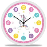 GRAVURZEILE Wanduhr GRAVURZEILE Wanduhr Kinder Einhorn Motiv - Geräuscharm