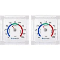Lantelme Hygrometer und Thermometer Set Selbstklebend für Kühlschrank oder Fensterscheibe, (Spar-Set, 2-St., Asswahlmenü bitte beachten), Luftfeuchtigkeit und Temperaturmesser Set Analog