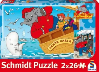 Schmidt Puzzle 55278 - Benjamin Blümchen als Lokomotivführer/auf See [2x26 Teile]