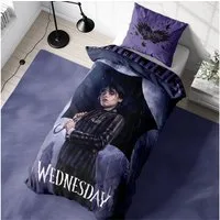 MTOnlinehandel Bettwäsche Wednesday 135x200 + 80x80 cm, Nevermore Fanartikel, Mikrofaser, 2 teilig, Addams Family, Serie, Geschenkidee für Teenager