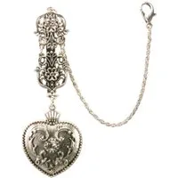 Alpenflüstern Kette mit Anhänger Dirndl-Schürzenstecker Herz (antik-silber-farben)