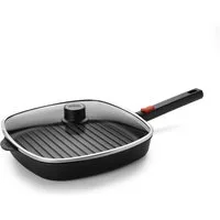 WOLL MADE IN GERMANY Grillpfanne Logic inkl. Deckel, Aluminiumguss, Abnehmbarer Stiel