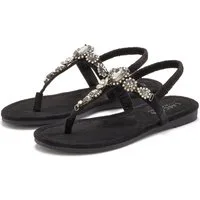 LASCANA Sommerschuh, offener Schuh, Zehentrenner Sandale, Pantolette mit Schmucksteinen VEGAN