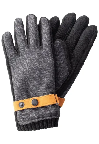 camel active - Handschuhe mit Lederriemen in Wolloptik asphalt - Gr. - L