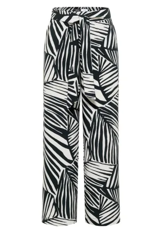 CECIL - Wide Leg Hose mit Print und Gürteldetail grün - Gr. - 28