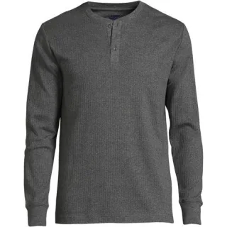 Henley-Schlafshirt für Herren, Herren, size: regular, Grün, Baumwolle, by Lands' End