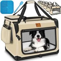 TRESKO Hunde-Transportbox Hundebox faltbar inkl. Leckmatte und Spatel bis 15,00 kg, Transportbox für Hunde und Katzen Hundetransportbox Hundetasche