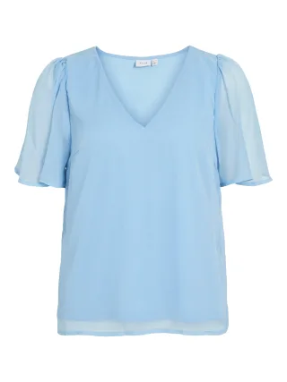 VILA - VIFALIA V-NECK S/S TOP - NOOS - Gr. - 34