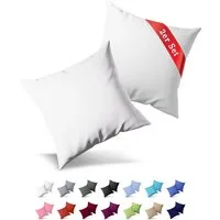 Buymax Kissenbezüge Kissenbezug 100% Baumwolle Premium Jersey, (2 Stück), Kissenhüllen, Reißverschluss, atmungsaktiv, unifarben, einfarbig