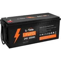 LiTime 24V 100Ah LiFePO4 Batterie 2560Wh mit BMS Solarakkus (24 V), Geeignet für Wohnmobile, Boote, Solaranlagen, Off-Grid-Systeme