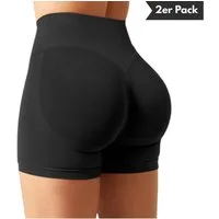 Athlix Leggings 2er Pack Damen Sport Shorts Invisible Scrunch Butt Lifting Gym Workout 2 Stück, figurbetont, elastisch, hoher Bund