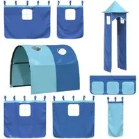 vidaXL Bett Vorhänge für Hochbett mit Tunnel und Turm Blau
