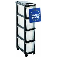 M home Rollcontainer Rollwagen Schubladenrollwagen PLS6261 Schubladenschrank Kunststoff, (Spar-Set, 1 St., Rollwagen mit 4 Rollen und 4 Schubladen), mit 4 Rollen und 4 Schubladen