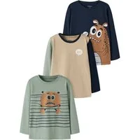 Name It Langarmshirt NMMNIKO 3P LS TOP (Packung, 3-tlg) Baumwolle, regular fit