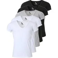 Young & Rich T-Shirt Herren Uni Basic 1315 extra tiefer Ausschnitt 5er Pack (5er-Pack, 5-tlg., 5er-Pack) V-Ausschnitt unifarben kurzarm slim fit