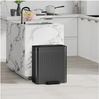 HOMCOM Mülltrennsystem Mülleimer Küche 2x20 Liter mit Soft-Close-Deckel, Offenhaltefunktion, für Küche, Schlafzimmer, Schwarz