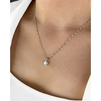 DANIEL CLIFFORD Kette mit Anhänger 'Rosalie' Damen Halskette Silber 925 Solitär Anhänger Kristall (inkl. Verpackung), feine Silberkette 45cm, Kristallanhänger weißer Stein mit Wave Chain