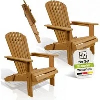 Juskys Gartenstuhl Korfu (2 St), Liegestuhl aus Akazienholz, klappbar, 2er Set, robust & langlebig