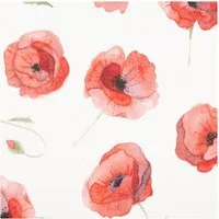 SCHÖNER LEBEN. Stoff Baumwollstoff Meterware Popeline Watercolour Poppy Mohnblumen 1,40m, atmungsaktiv