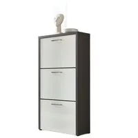BMG Möbel Schuhkipper Siena (Schuhschrank Schuhregal Schrank Garderobe, 3 Klappen), Metallgriffe, 18 Paar Schuhe