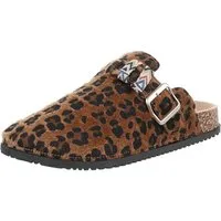 Ital-Design Damen Mules Freizeit Pantolette (88828344) Flach Pantoletten in Braun